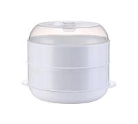 Generic Microwave Steamer Heating Steamer, Round, Double Layer, Food Grade, Stackable, Easy to Use, Modern Style, Plastic, Perfect for Steaming Buns, Dumplings, Vegetables