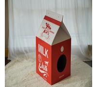 Generic Milk Box Shape Cat Scratching House Durable Cardboard Bed for Cats and Kittens 1 Piece (Plain Milk)