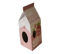 Generic Milk Box Shape Cat Scratching House Durable Cardboard Bed for Cats and Kittens 1 Piece (Strawberry Milk)