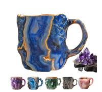Generic Mineral Crystal Coffee Mug, Multi-Colored, 400ml, Crystal, Onyx, Reusable, Formal, Home, Hot Drinks, Bohemian, Dishwasher Safe, Crystal Embellishment, 10cm Round, Coffee Cup, Cup, Coffee Mug
