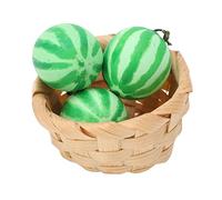Generic Mini Bamboo Basket Model 3Pcs Simulation Watermelon Toys Lifelike Doll House Accessories for 1:12 Scale Enthusiasts