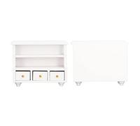 Generic Mini Cabinet Pure White Edge Dollhouse Bathroom Cabinet with Composite Wood Construction for 1:12 Dollhouse 3-6 Inch Dolls, Openable Drawers Shelves