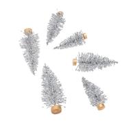 Generic Mini Cedar Xmas Tree 6 Piece Set Decorative Tabletop Ornaments for Festive Settings Space Efficient Christmas Decor (Silver)