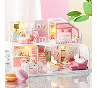 Generic Mini Doll House Kit Assembly Miniature Dollhouse with Music and Lighting Step-by-Step Instructions Special Mother Suitable for Family Fun Time