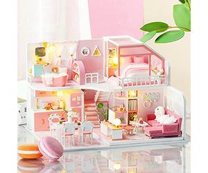 Generic Mini Doll House Kit Assembly Miniature Dollhouse with Music and Lighting Step-by-Step Instructions Special Mother Suitable for Family Fun Time