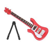 Generic Mini Electric Guitar Model Simulation Ornament Original Proportion Fine Texture Wood Plastic Metal 3.9 X 1.2 X 0.4in for Tabletop Decorations (Red)