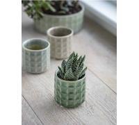 Generic Mini Green Plant Pot, Small Retro Ceramic Textured Plant Pot Cover, Succulent Cactus Planter, Italian Pot, Sorrento Glazed Green Geometric Pattern Tiny Pot