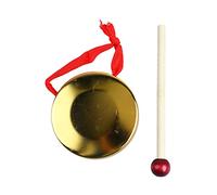 Generic Mini Hand Gong Outdoor Toy for Traditional Chinese Percussion Learning Crafted From Metal and Wood with Comfortable Grip Mallet (9cm)