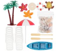 Generic Mini House Beach Accessories 10pcs Set, Summer Style Miniature Seaside Scene with Shells, Cake Decorations and Beach Umbrella for Dollhouse, Micro Landscape Ornament