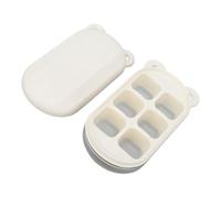 Generic Mini Ice Cube Tray with Lid and Bin for Easy Release, Silicone Mold for Quick Freezing, Perfect for Home and RV, Space Saving Design, 6 Cube Capacity (Cream)