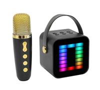 Generic Mini Karaoke Machine Set RGB Pickup Light Digital Processing Chip for Singing Enthusiasts Plastic/Electronics (Black)