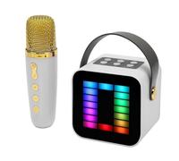 Generic Mini Karaoke Machine Set RGB Pickup Light Digital Processing Chip for Singing Enthusiasts Plastic/Electronics (White)