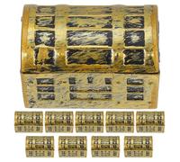 Generic Mini Pirate Treasure Chest 10Pcs - Gold Plastic Boxes with Lock - Designed for Whimsical Party Decorations and Giving - for Pirate Treasure Hunts and Boys and Play