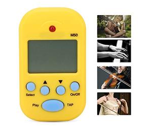 Generic Mini Professional Digital Beat Tap M50 Metronome for Musicians and Students Black Plastic 5.5 X 3.2 X 3.5cm 1 Piece (Yellow)