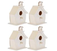 Generic Mini Wooden Bird House with Clear Texture, Durable Platane Wood Bird Nests, Hanging Ornaments for Outdoor Garden, 4Pcs Mini Decorative Cage, 2.1oz
