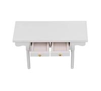Generic Mini Wooden Dollhouse Desk 1:12 Scale Durable Birch Writing Table Decoration for Friends, 5.1 X 2.8 X 2.5in Miniature Furniture Accessory (Pure White)