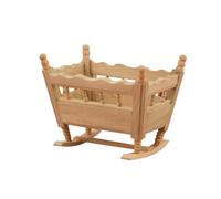 Generic Miniature Crib Dollhouse Cradle Mini Furniture Wooden Rocking Bed Unfinished Birch Prop For Display With Curved Rockers Suitable for collectors dioramas model rooms craft projects