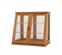 Generic Miniature Display Cabinet Dollhouse Cabinet Wooden Showcase Double Door Cupboard With Realistic Grain And Clear Panels, Cherry Wood