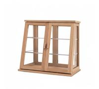 Generic Miniature Display Cabinet Dollhouse Cabinet Wooden Showcase Double Door Cupboard With Realistic Grain And Clear Panels, Raw Cherry Wood