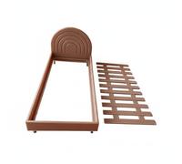 Generic Miniature Doll Bed Dollhouse Bed Mini Bed Doll Bed Frame With Rainbow Headboard Pla Engineering Diy Ready Surface For Photography Dioramas Collectors Display, Brown