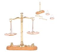Generic Miniature Dollhouse Balance Scales,Toy Dollhouse Retro Weighing Scale,Dollhouse Decorations Ornaments,Mini Scale Balance for 1/12 Doll House Decoration with 6 Weights Alloy Wood