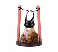 Generic Miniature Dollhouse Campfire Set with Wooden Firewood and Rack for Vintage Kitchen Decor 4.5cm Diameter (Light Up)