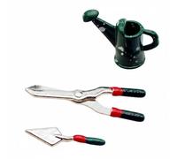 Generic Miniature Gardening Can Mini Watering Can Garden Shears Small Painted Alloy Accessory Tool Set Suitable for Micro Dollhouse Display Decoration