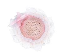 Generic Miniature Hat for Doll Crafts, Beautiful Pink Straw Top Hat with Bow, 1/12 Scale Accessory for Dollhouse, Made of Birch and Cloth