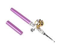 Generic Miniature Pen Fishing Rod Lightweight Portable Compact Pocket Size Pole with Reel Wheel for Outdoor Fishing Fans (Purple)
