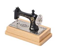 Generic Miniature Sewing Machine Model 1/12 Scale Dollhouse Accessory Vintage Style Lifelike Alloy and Wood Decoration for Dollhouse Collection and Gift (Wood Color)