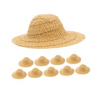 Generic Miniature Straw Hats 10Pcs 10Cm Small Craft Cowboy Top Hats for Doll Costume Accessories and DIY Photography Projects