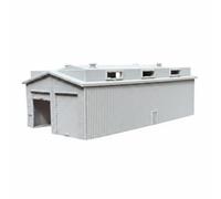 Generic Miniature Train Scale Railroad Depot Shed Warehouse Structure Building With Molded Walls Roof Vents And Bay Doors suitable for model rail yards hobby, Gray Left Door, Train Depot Model