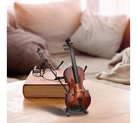 Generic Miniature Violin Model Stylish Wooden Musical Instrument for Home Office Decoration 20cm with Gift Box