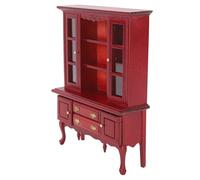 Generic Miniature Wooden Cabinet Practical Accessory Dollhouse Cupboard for Enhancing Dollhouse Ambience (Mahogany)