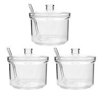 Generic Minimalist 3pcs Acrylic Seasoning Jar Set, 3*2.87*2.87 Inch, Transparent, Drop-proof, Microwave/Dishwasher/Freezer Safe, Ideal for Spices, Sweets, Dry Foods