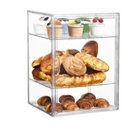 Generic Minimalist Modern Pastry Display Case, 3 Layer Adjustable Clear Bread Storage Case, 30 cm (L) x 40 cm (H), Magnetic Doors for Freshness
