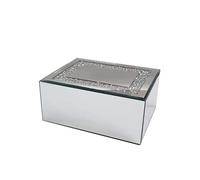 Generic Mirrored Jewellery Box with Diamond Crushed Jewel - Black Velvet Interior for Women - 15x19x8.5 cm