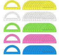 Generic Mixed Color Set of 50 Plastic Protractors, 6.1 Inch Precision Measuring Instruments for Mathematics and Art
