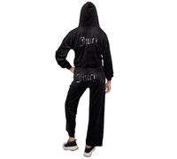 Generic MMK® Women’s Studded JUICY Print Velour Hoodie Top & Wide Leg Trouser 2 Pcs Co-ord Tracksuit Ladies Velvet Hooded Sweatshirt and Bottom Pants Loungewear Suit (Black, 8-12)