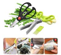 Generic Modern 2-Piece Set Multi-Blade Scissors, Green, Stainless Steel, Kitchen, Food, Meat, Poultry, Herb, Scallions, Spice, Scissors