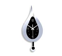 Generic Modern Wall Clock with Acrylic Pendulum, Silver, 38x17cm