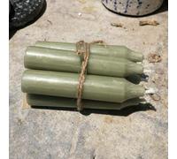 Generic Moss Green Short Dinner Candles, Bundle of 6, 11cm, Unscented, Taper Candle, All Season, Indoor, Ambience, Round, 2.2cm x 11cm, 6 Count