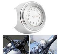Generic Motorcycle Handlebar Clock High Precision Sturdy Mount Watch for 22-25mm Handlebars, Anti-Rust Dial Clock for Motorcycle Riders (Silver)