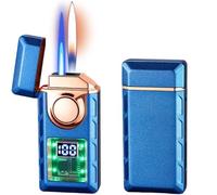 Generic Multi-Functional Dual Flame Lighter with Colored Lights, Voice Control & Adjustable Flame, Windproof, Smart Induction Direct Burning. (Blue)