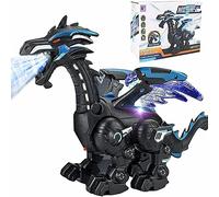 Generic Multi Functional Sound and Light Mechanical Simulation Dinosaur Toy with Water Mist Effect, Fun Dinosaur Toy for Children, ABS Material, Black,Blue (#2)