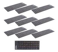 Generic Multi-language Keyboard Stickers for Laptop - Hebrew English Russian Letters on Black Matte - 10 Reusable Keycap Alphabet Replacement Sheets for Work and Study