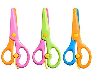 Generic Multicolor Modern Stainless Steel Scissors with Soft Grip, Spring Lever for Toddlers, Left & Right Handed, 135mm, Plastic Handle, Safe for Kids, Great for School, Crafts & DIY Projects
