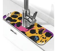Generic Multicolored Leopard Print Print Kitchen Sink Splash Guard Faucet Mat, Sink Gadgets, Splash Guard Behind Faucet Drip Catcher for Kitchen Bathroom