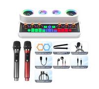 Generic Multifunctional Rechargeable BT Sound Card Speaker Superior Sound Quality Karaoke Machine with Long Battery Life for Live Broadcasting/Recording for PC/Computer Indoor/Outdoor Party Black