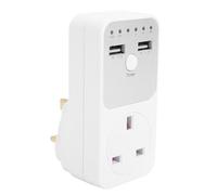 Generic Multifunctional Timer Outlet with Dual USB Charging Optimal Energy Management for Home/Outdoor PC Material 3680W Power Supply (UK Plug)